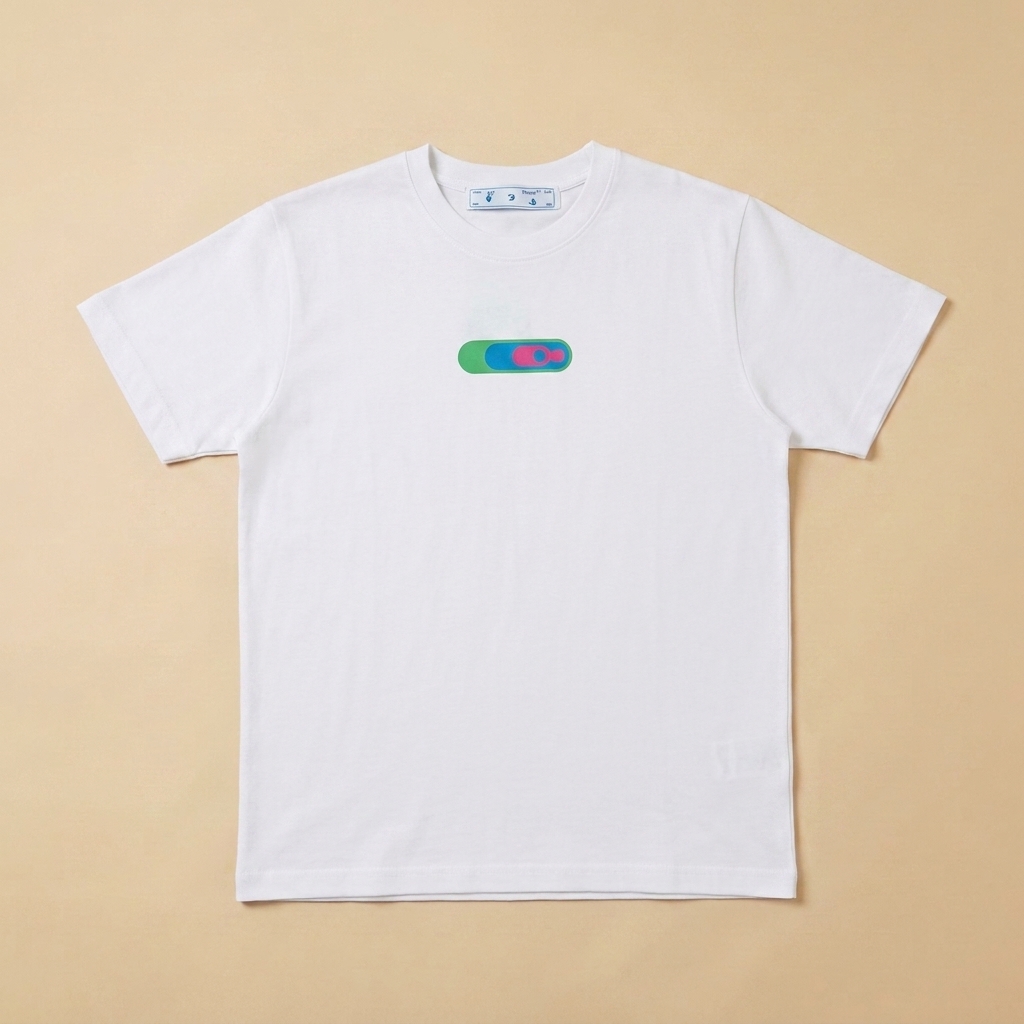 T-shirt usata bianca con grafica Arrows e foglie verdi