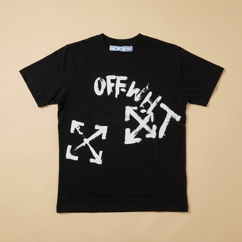 T-shirt usata nera con stampa Arrows bianca