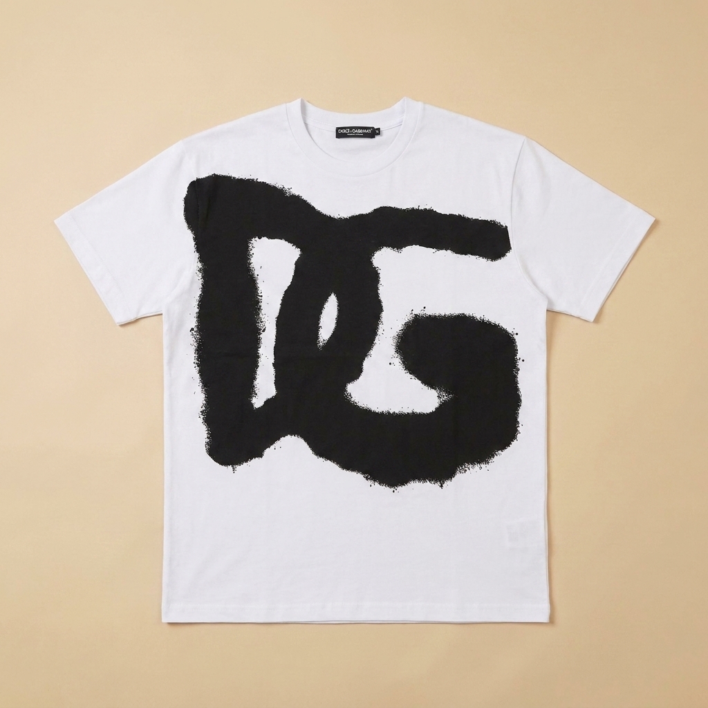 T-shirt usata bianca con maxi logo DG nero