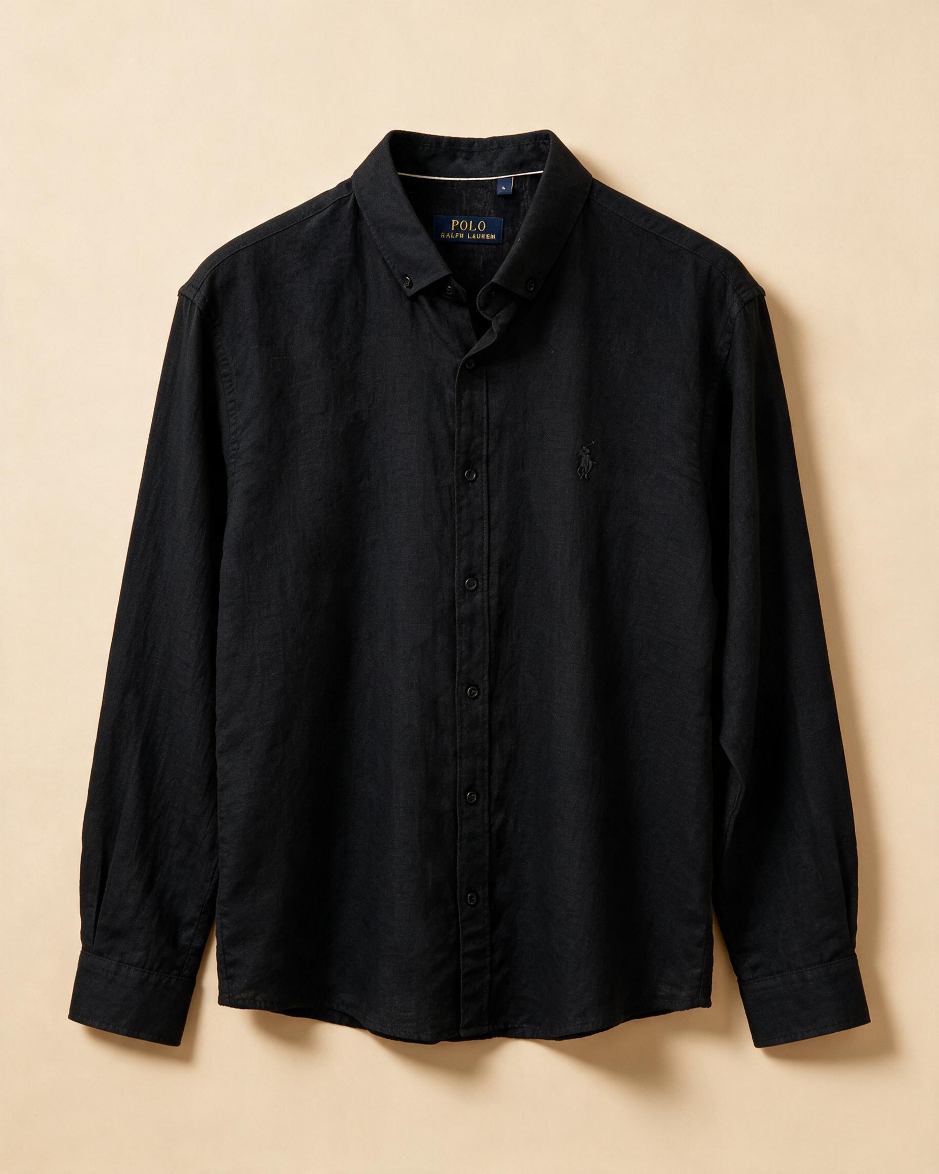 Camicia usato nera a maniche lunghe con colletto button down