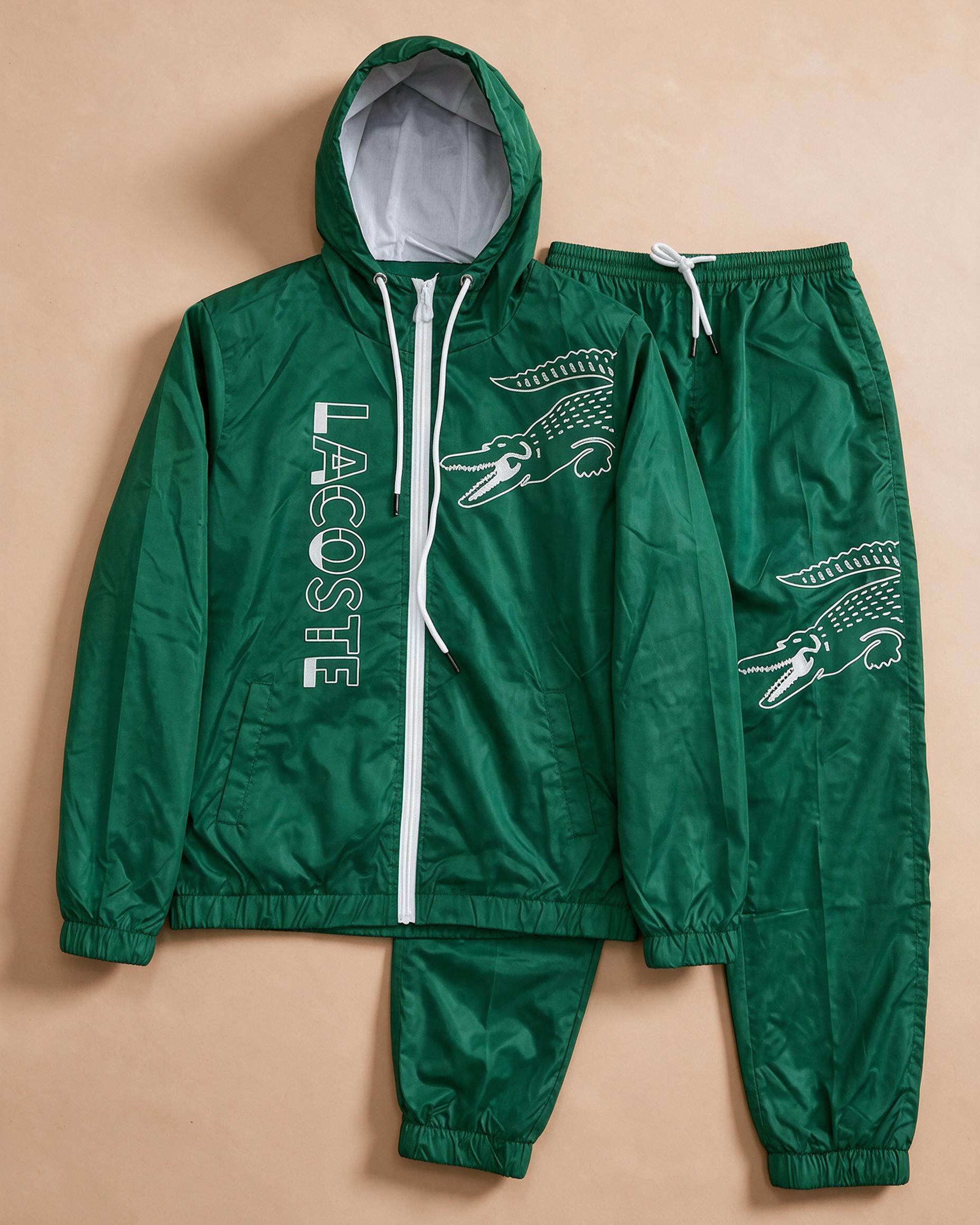 Tuta usata verde con cappuccio e stampa grafica
