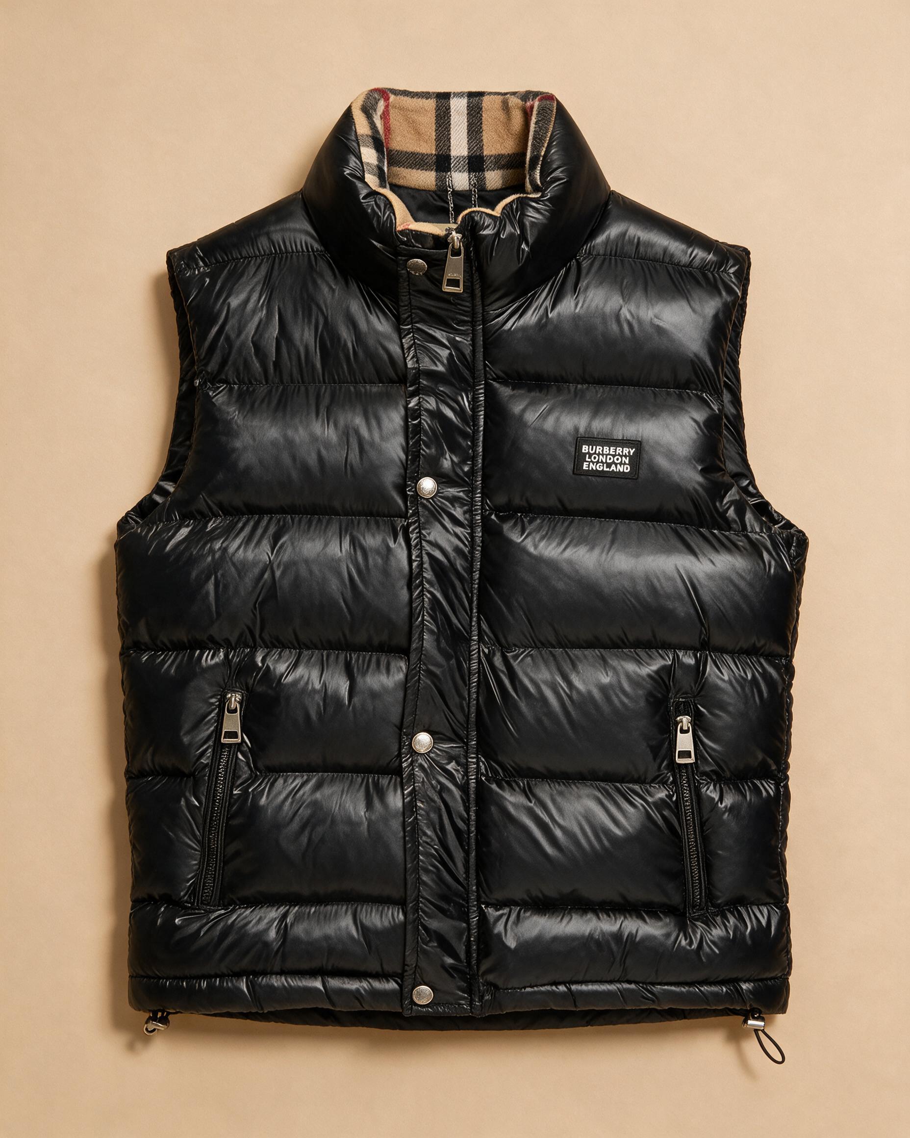 Gilet usato imbottito da uomo nero lucido