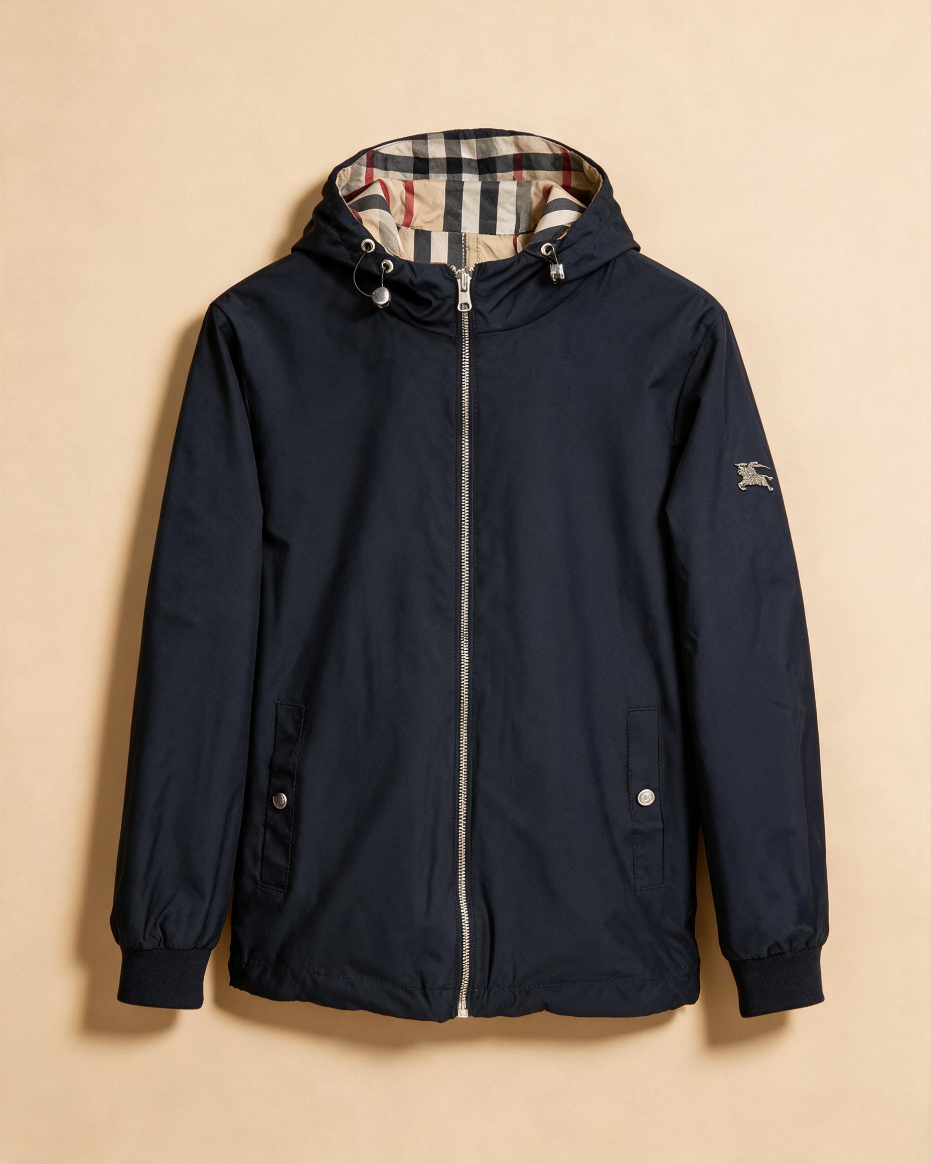 Giacca con cappuccio usata e fodera a motivo check
